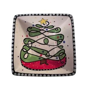 Mainstreet Collection Hand Painted Ceramic Christmas Tree Candy Dish